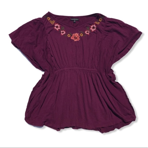 Lane Bryant Floral Embroidered Blouse Purple 14/16 - Picture 2 of 10